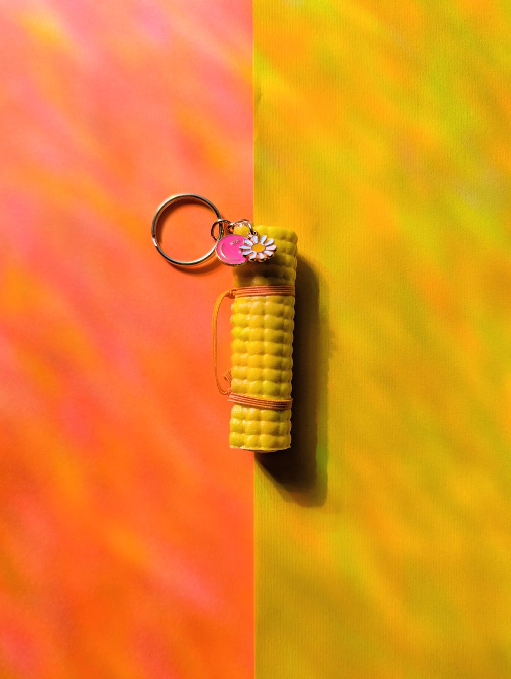Yellow Yoga Mat Key Chain